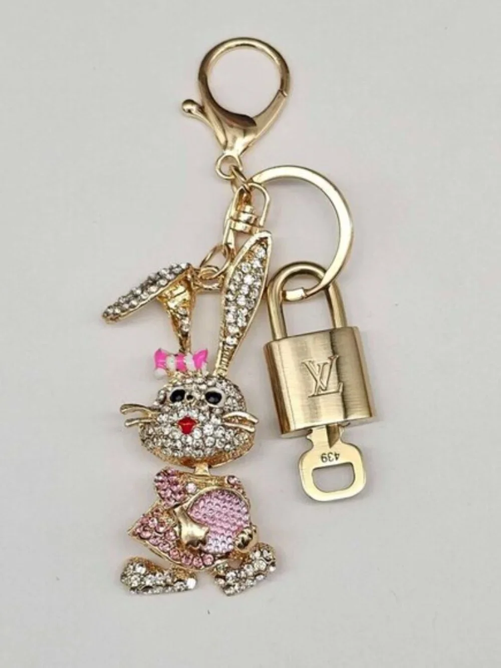 Authentic Louis Vuitton Gold Lock & Key 🔑 Bag Charm w/ Unbranded Bunny Charm